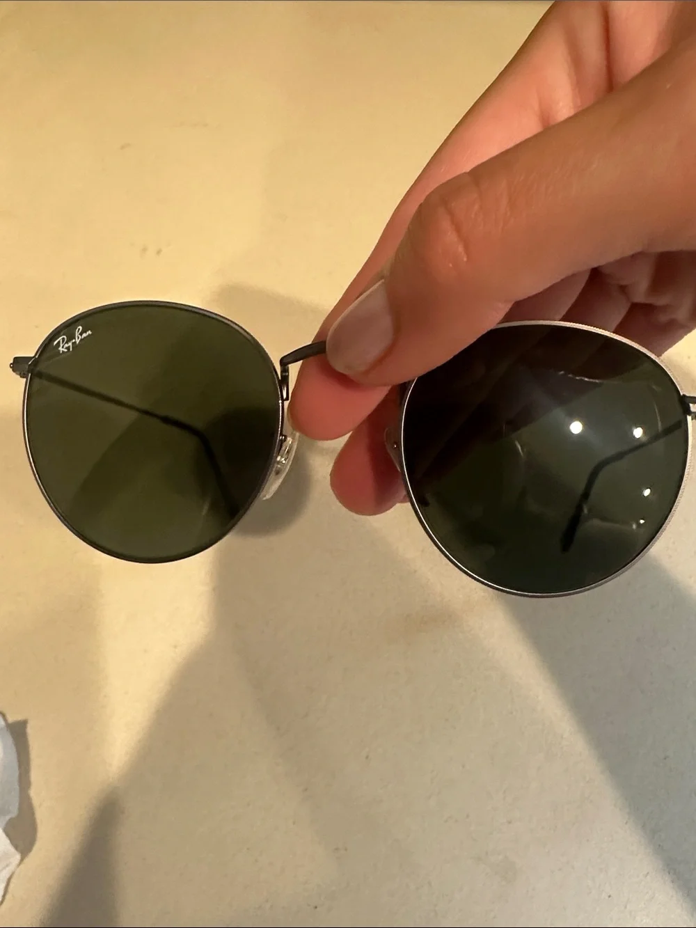 Ray-Ban Round Metal Sunglasses — Silver Frame with Green Lenses